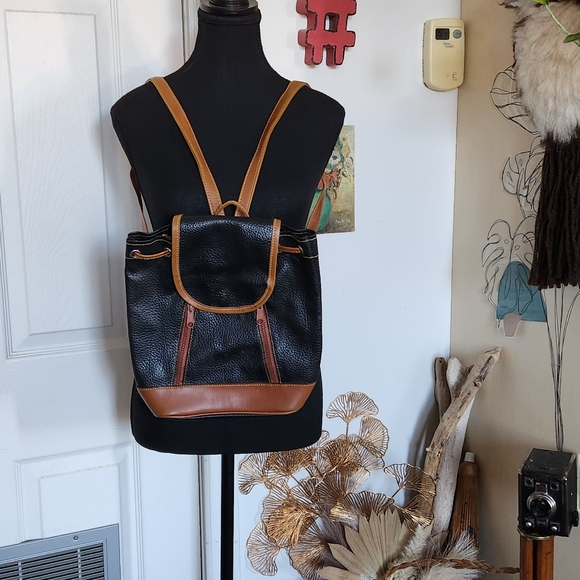 Vintage leather navy mini backpack - Picture 4 of 6